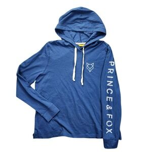 Prince & Fox Mens XXL Blue Lightweight Long Sleeve Graphic‎ Logo Hoodie Pullover
